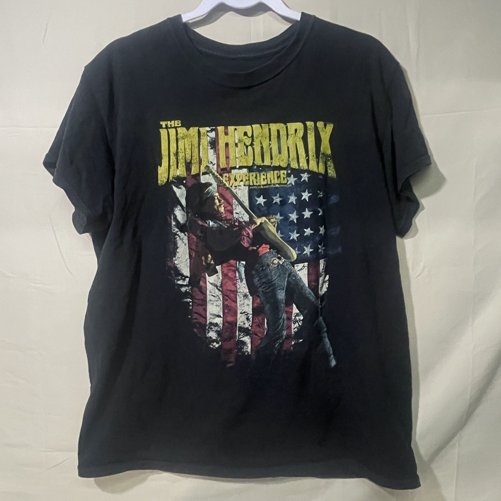 Jimi Hendrix Experience Black American Flag Shirt Size S/M Rock Band Tee Retro